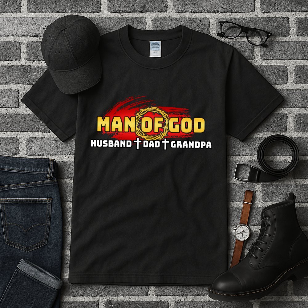 Man Of God Husband Dad Grandpa Tall T-Shirt