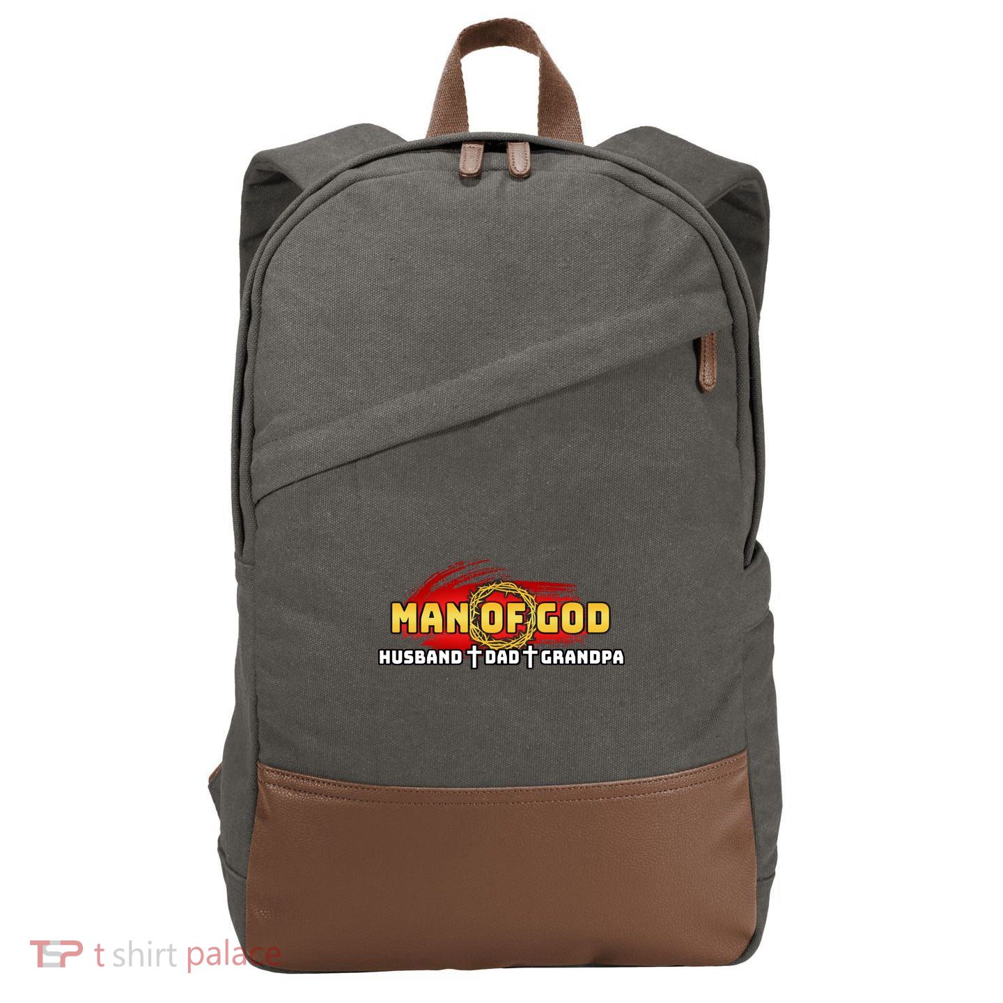 Man Of God Husband Dad Grandpa Cotton Canvas Backpack