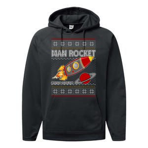 Man Rocket Spittin' Chiclets Ugly Christmas Sweater Performance Fleece Hoodie