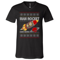 Man Rocket Spittin' Chiclets Ugly Christmas Sweater V-Neck T-Shirt