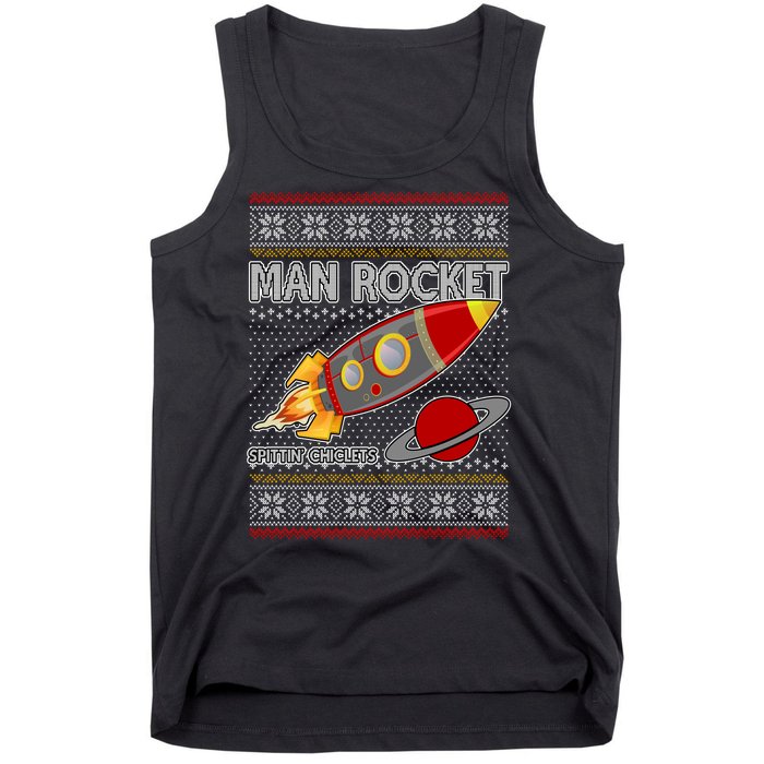 Man Rocket Spittin' Chiclets Ugly Christmas Sweater Tank Top