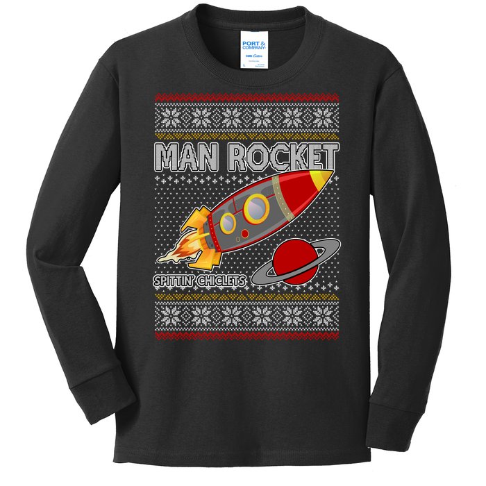 Man Rocket Spittin' Chiclets Ugly Christmas Sweater Kids Long Sleeve Shirt