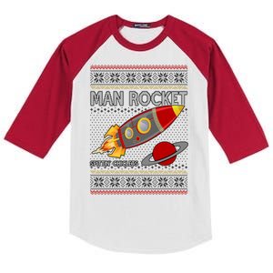 Man Rocket Spittin' Chiclets Ugly Christmas Sweater Kids Colorblock Raglan Jersey