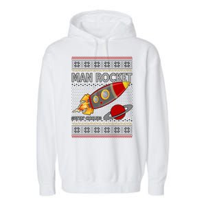 Man Rocket Spittin' Chiclets Ugly Christmas Sweater Garment-Dyed Fleece Hoodie