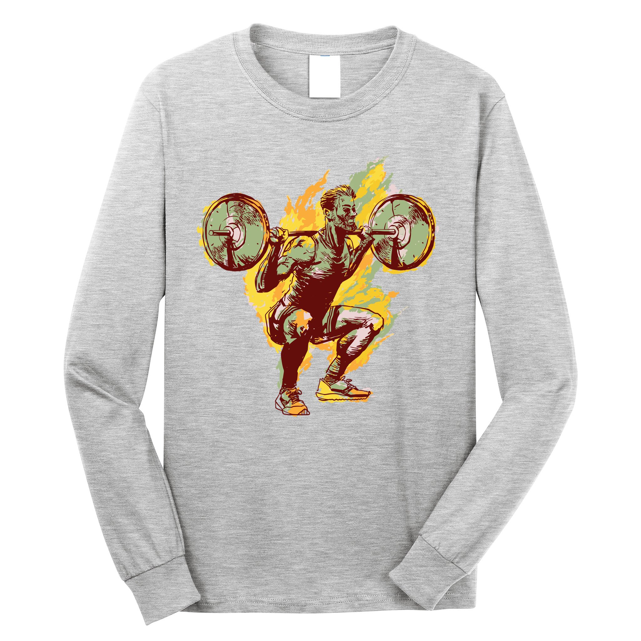 Man Squatting Long Sleeve Shirt