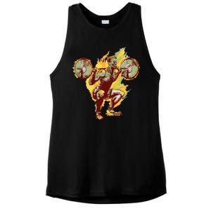 Man Squatting Ladies PosiCharge Tri-Blend Wicking Tank