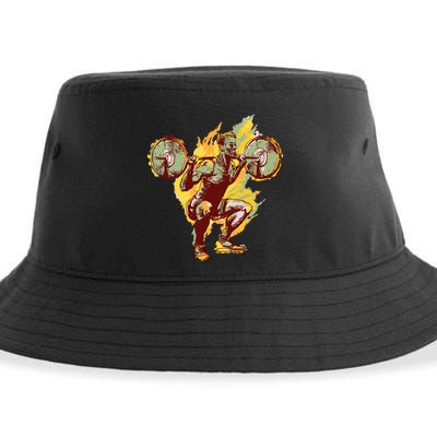 Man Squatting Sustainable Bucket Hat