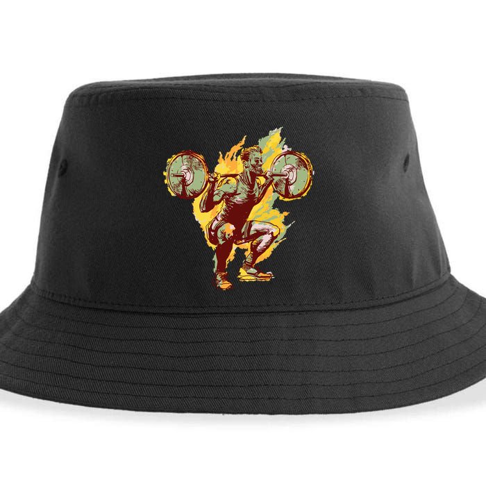 Man Squatting Sustainable Bucket Hat