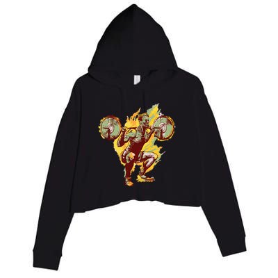 Man Squatting Crop Fleece Hoodie