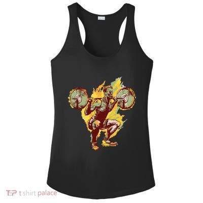 Man Squatting Ladies PosiCharge Competitor Racerback Tank