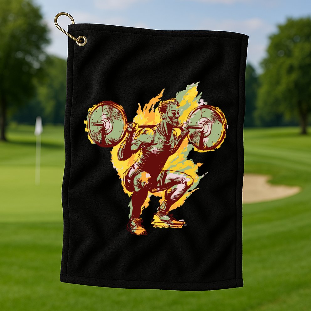 Man Squatting Golf Towel