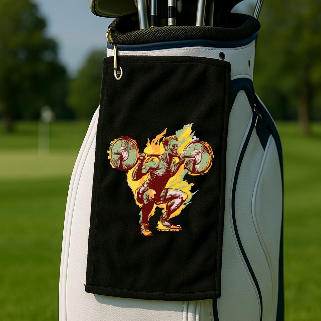 Man Squatting Golf Towel
