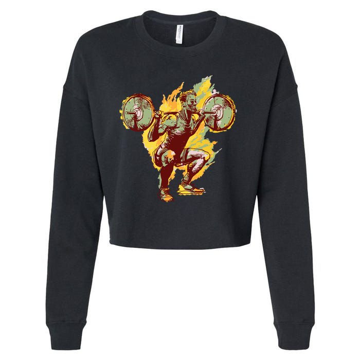 Man Squatting Cropped Pullover Crew