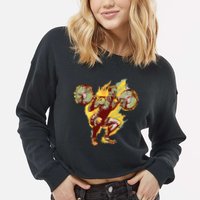 Man Squatting Cropped Pullover Crew