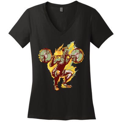Man Squatting Women's V-Neck T-Shirt