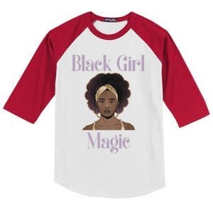 Melanin Afro Natural Hair Juneteenth Black Girl Magic Gift Kids Colorblock Raglan Jersey