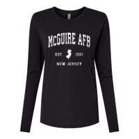 Mcguire Afb New Jersey Nj Vintage Athletic Sports Design Womens Cotton Relaxed Long Sleeve T-Shirt