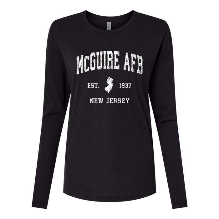 Mcguire Afb New Jersey Nj Vintage Athletic Sports Design Womens Cotton Relaxed Long Sleeve T-Shirt