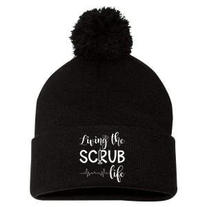 Medical Assistant Nursing Living The Scrub Life Pom Pom 12in Knit Beanie