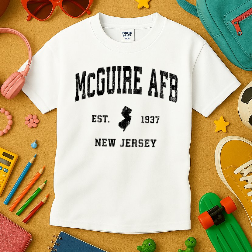 Mcguire Afb New Jersey Nj Vintage Established Athletic Sports Design Kids T-Shirt