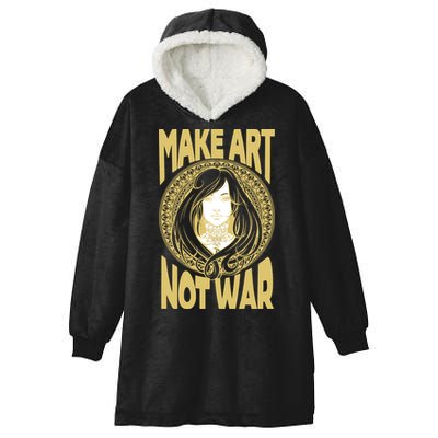 Make Art Not War Cameo Portrait Hooded Wearable Blanket