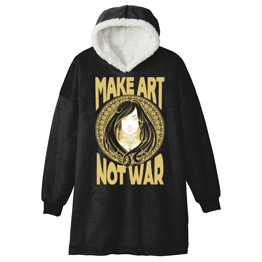 Make Art Not War Cameo Portrait Hooded Wearable Blanket