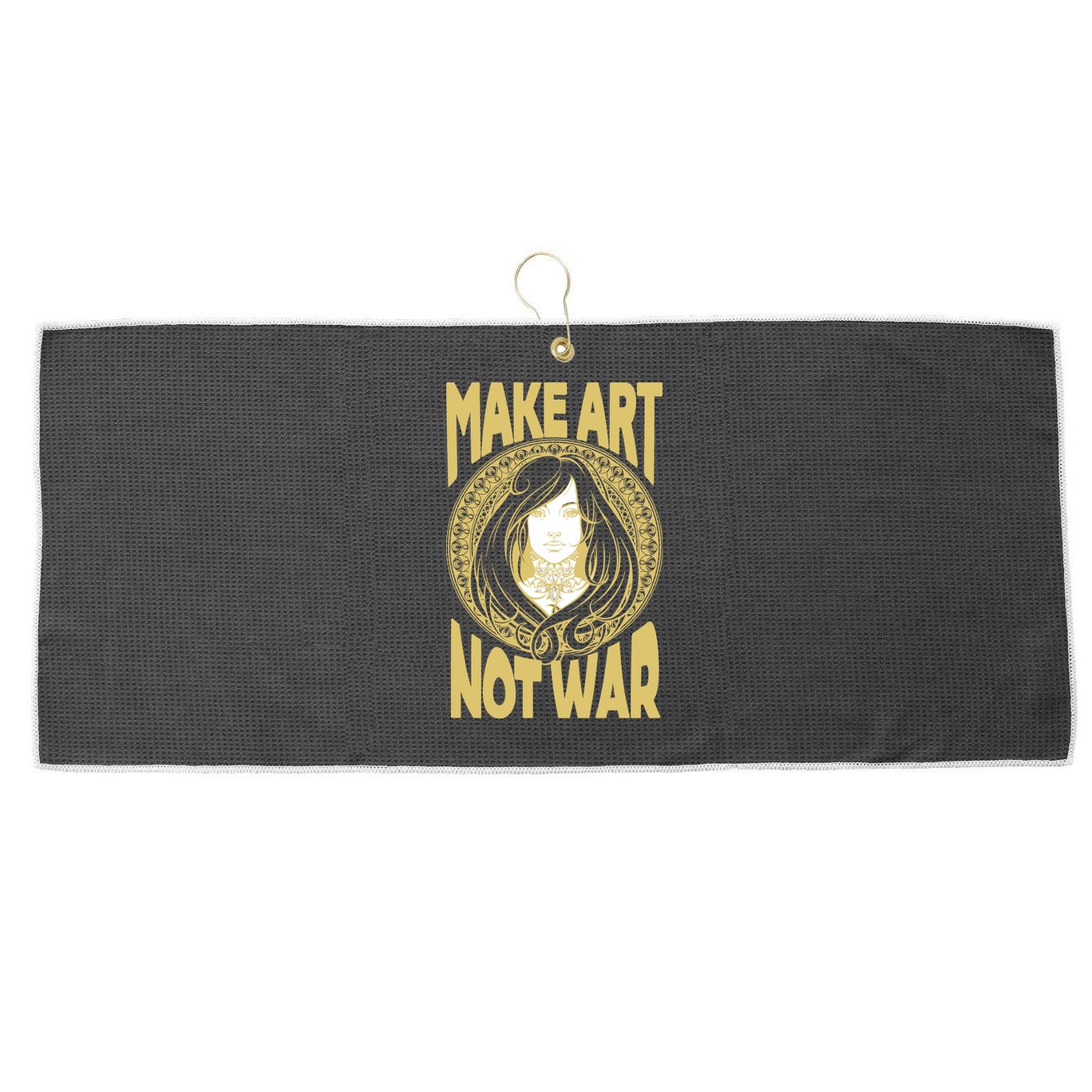Make Art Not War Cameo Portrait Large Microfiber Waffle Golf Towel