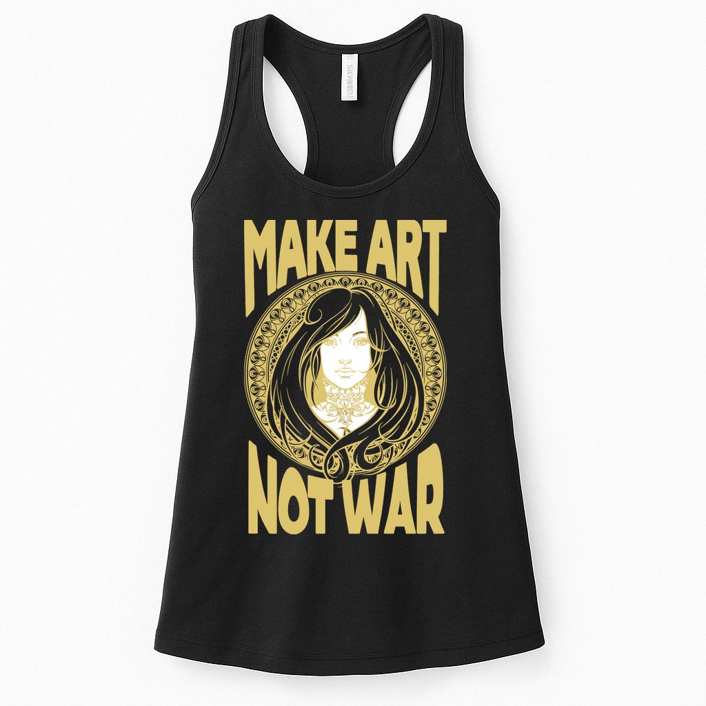 Make Art Not War Cameo Portrait Womens Tank Top
