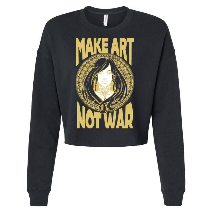 Make Art Not War Cameo Portrait Cropped Pullover Crew