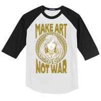Make Art Not War Cameo Portrait Kids Colorblock Raglan Jersey