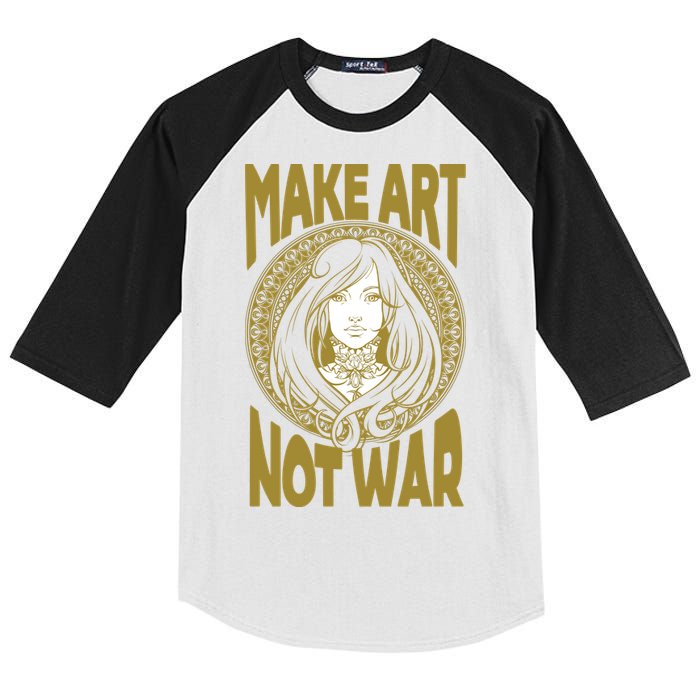 Make Art Not War Cameo Portrait Kids Colorblock Raglan Jersey