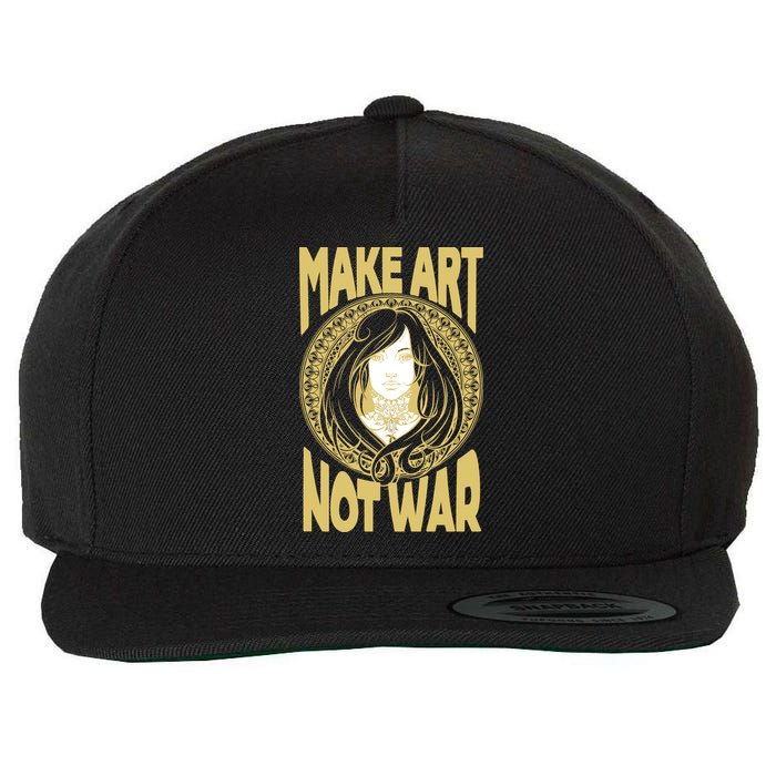 Make Art Not War Cameo Portrait Wool Snapback Cap