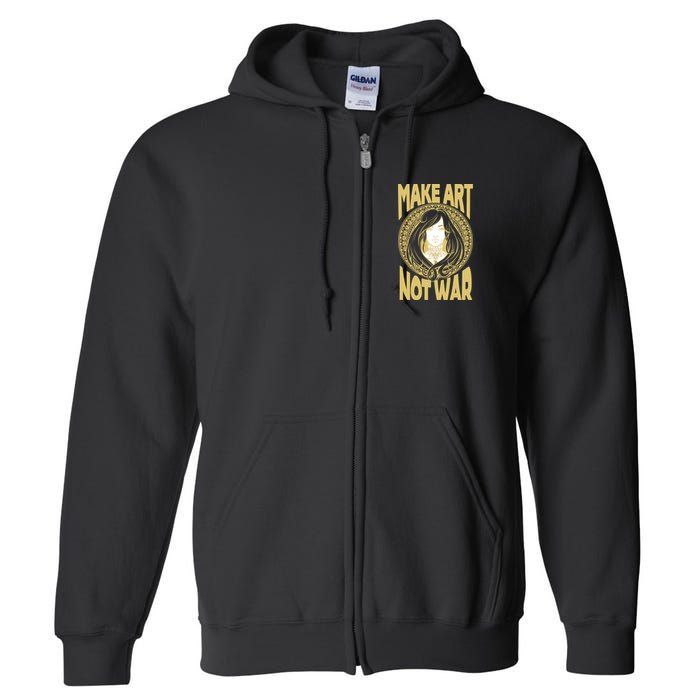 Make Art Not War Cameo Portrait Full Zip Hoodie