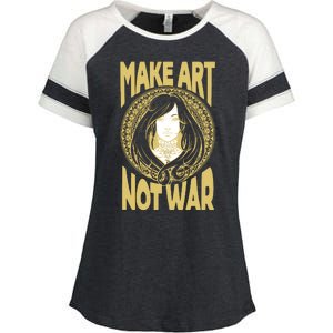 Make Art Not War Cameo Portrait Enza Ladies Jersey Colorblock Tee