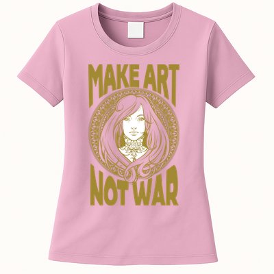Make Art Not War Cameo Portrait Womens T-Shirt
