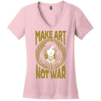 Make Art Not War Cameo Portrait Women's V-Neck T-Shirt