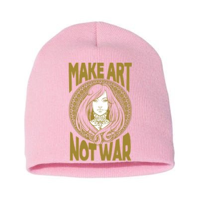 Make Art Not War Cameo Portrait Short Acrylic Beanie