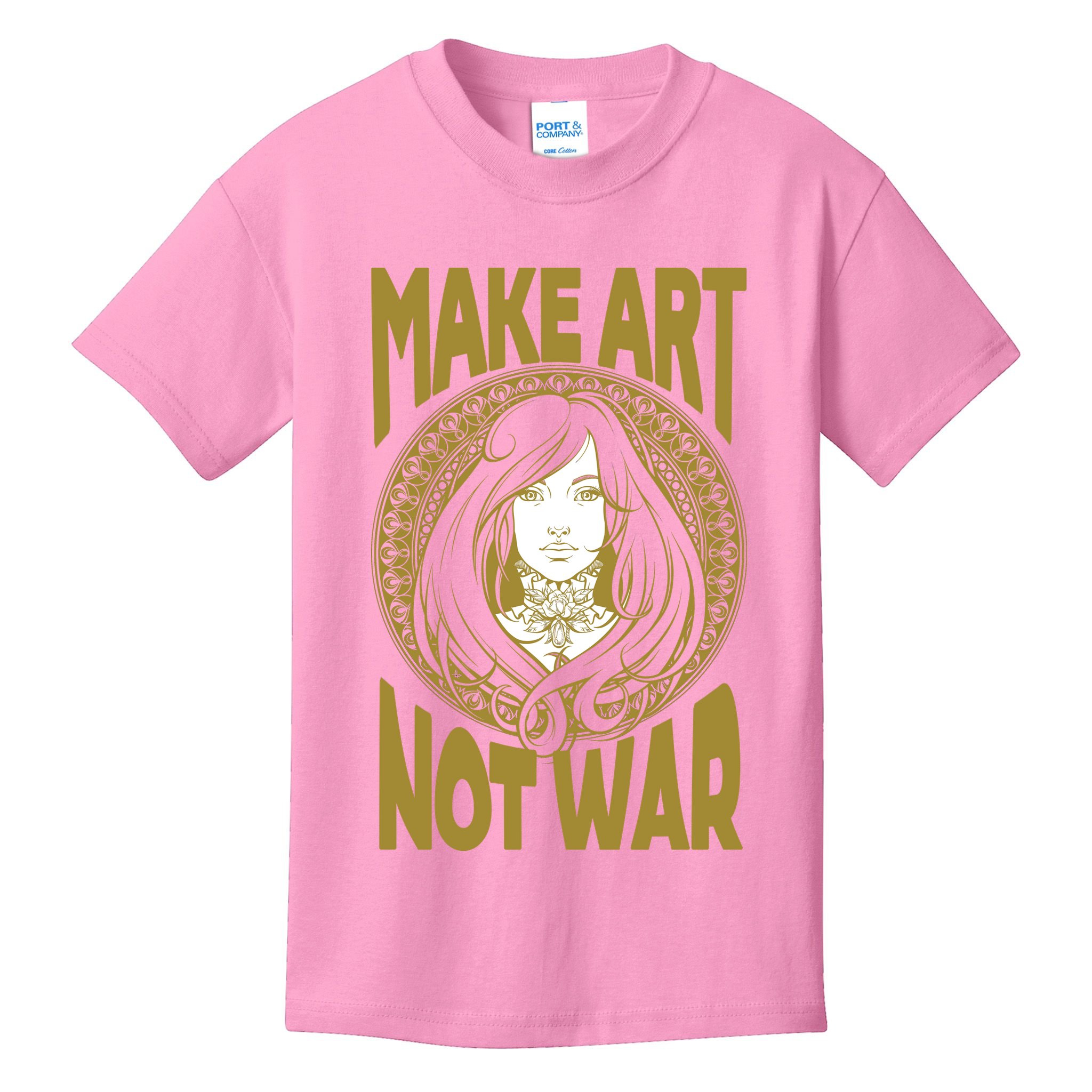 Make Art Not War Cameo Portrait Kids T-Shirt