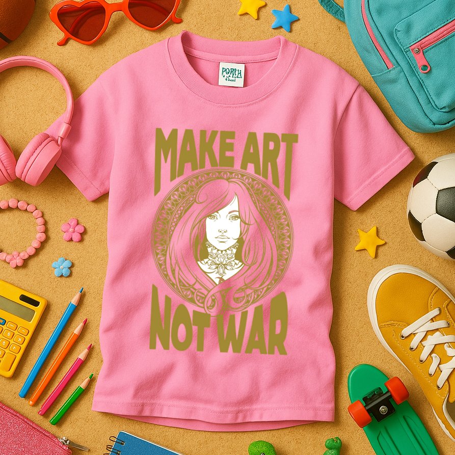 Make Art Not War Cameo Portrait Kids T-Shirt