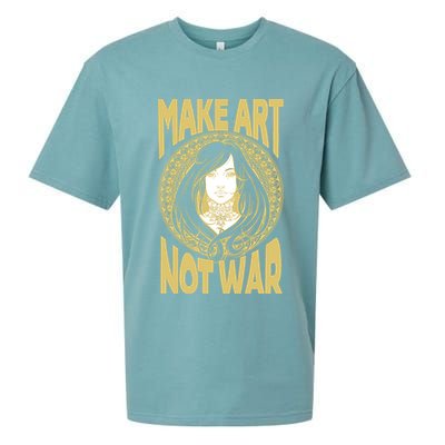 Make Art Not War Cameo Portrait Sueded Cloud Jersey T-Shirt