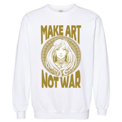 Make Art Not War Cameo Portrait Garment-Dyed Sweatshirt