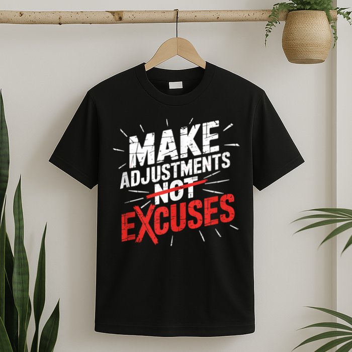 Make Adjustments Not Excuse Motivational Hustle Discipline T-Shirt