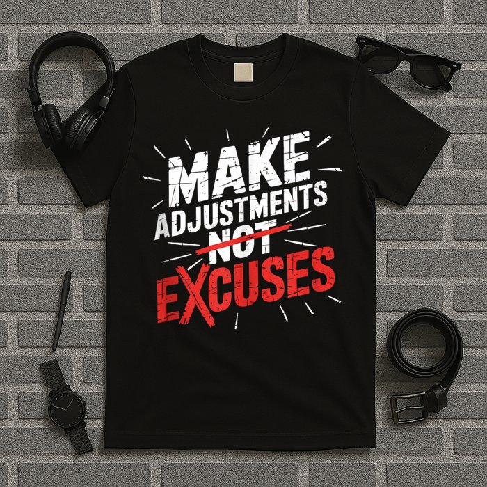 Make Adjustments Not Excuse Motivational Hustle Discipline T-Shirt