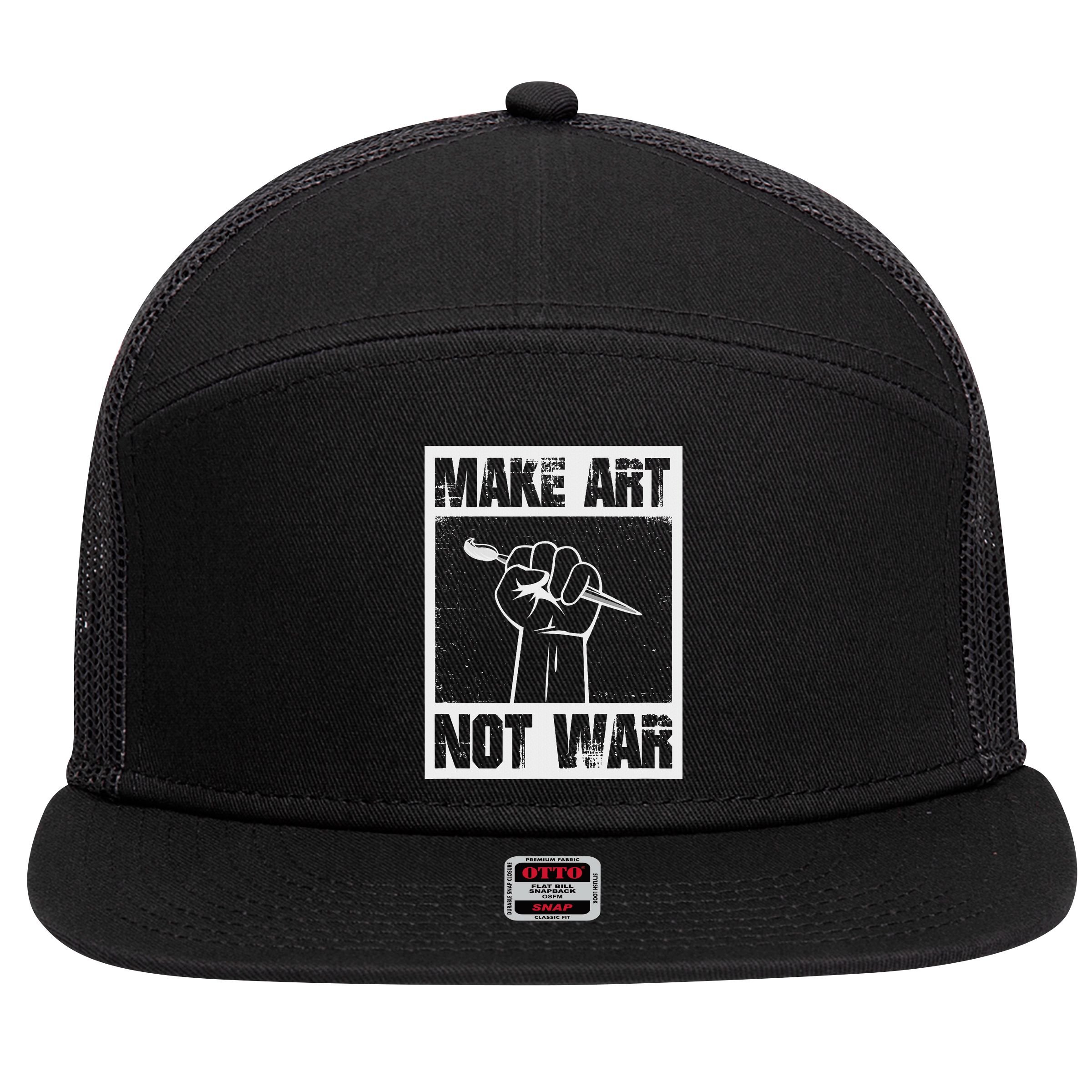 Make Art Not War 7 Panel Mesh Trucker Snapback Hat