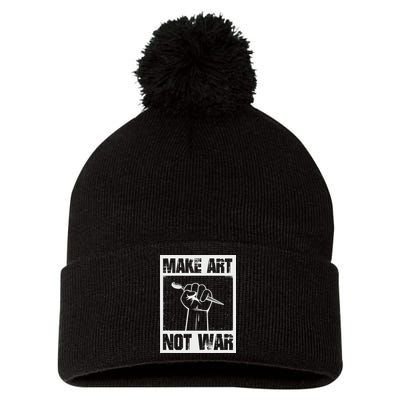 Make Art Not War Pom Pom 12in Knit Beanie