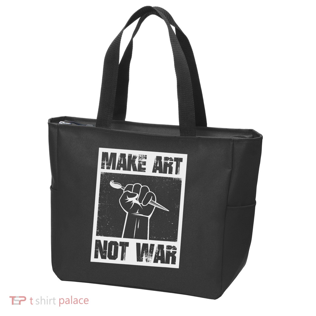Make Art Not War Zip Tote Bag