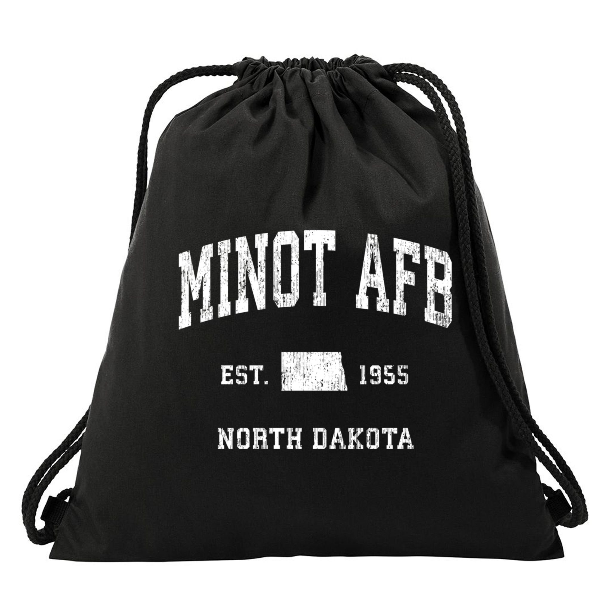 Minot Afb North Dakota Nd Vintage Established Athletic Sports Design Drawstring Bag