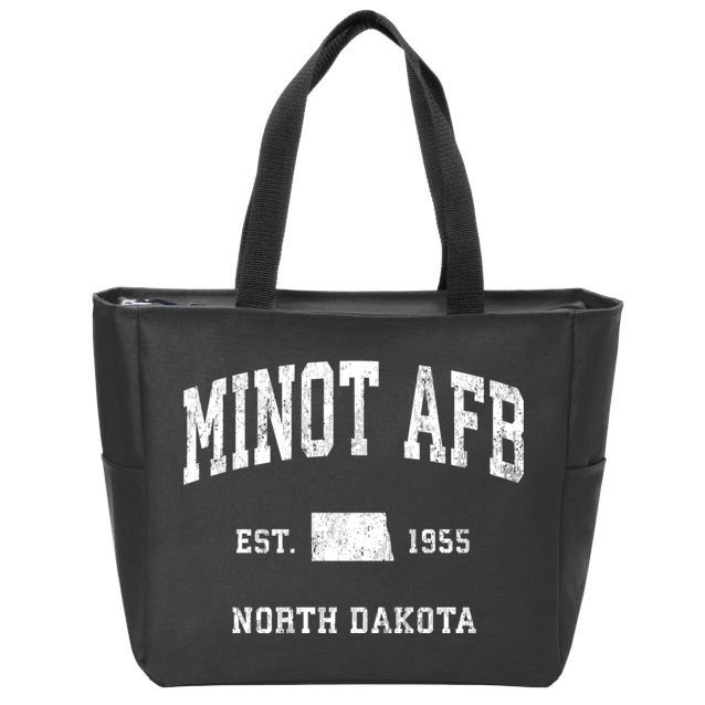 Minot Afb North Dakota Nd Vintage Established Athletic Sports Design Zip Tote Bag