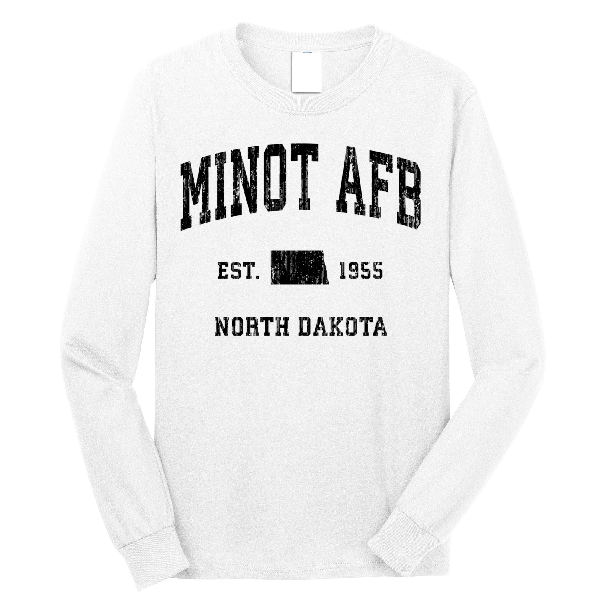 Minot Afb North Dakota Nd Vintage Established Athletic Sports Design Long Sleeve Shirt