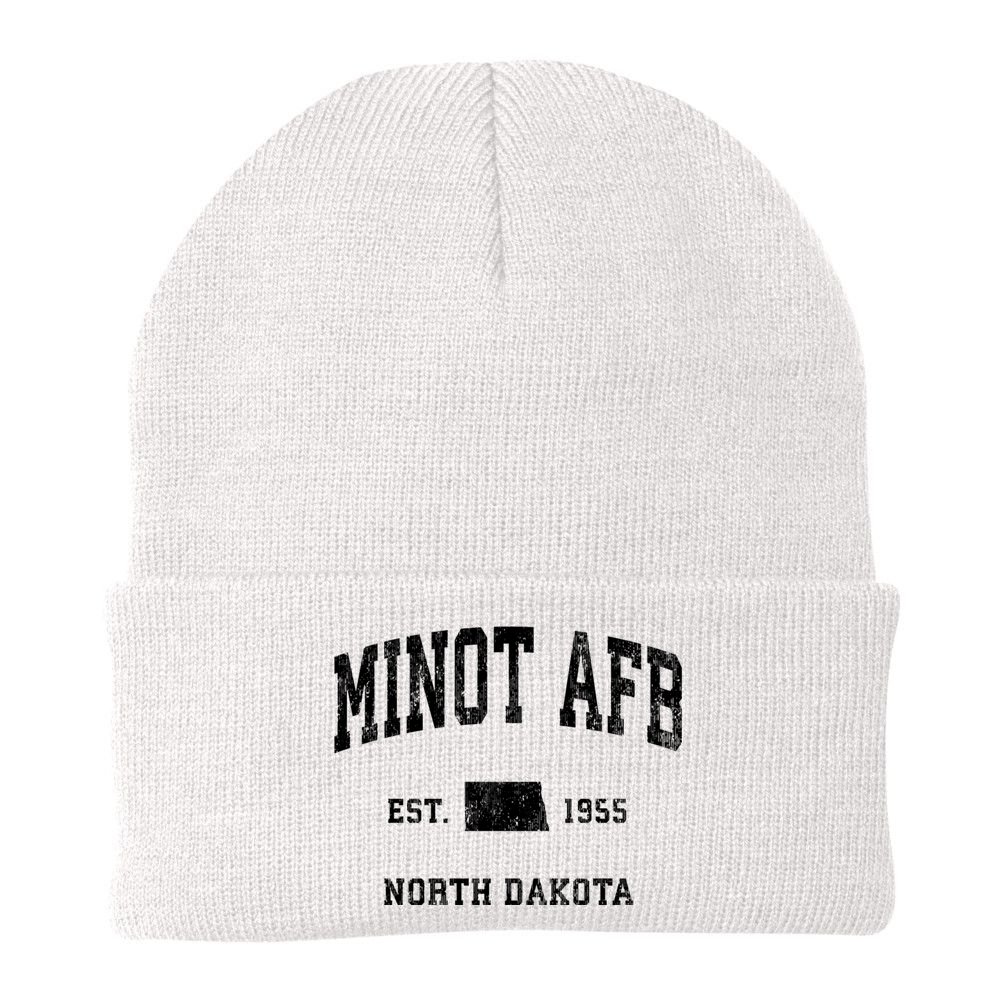 Minot Afb North Dakota Nd Vintage Established Athletic Sports Design Beanie